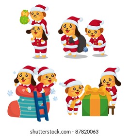 cute cartoon Christmas Holiday,animal  santa,