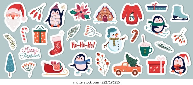 Cute cartoon christmas new year stickers