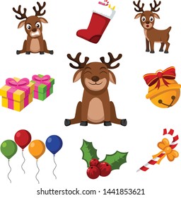 cute cartoon Christmas Printable Stickers - Emojis for mobile messangers