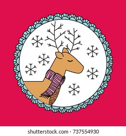 cute cartoon christmas reindeer scarf decoration banner