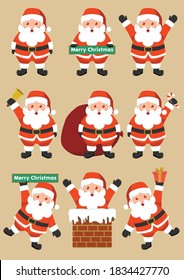 cute cartoon christmas santa claus set