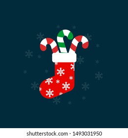 Cute cartoon Christmas sock,Christmas sock icon,Vector and Illustration.