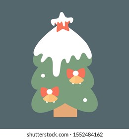 cute cartoon christmas tree with snow holidays vector illustration