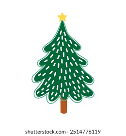 Ilustración vectorial linda del árbol de navidad de la historieta