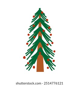 cute cartoon christmas tree vector illustration
