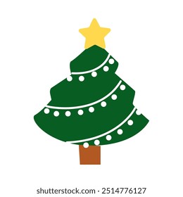 cute cartoon christmas tree vector illustration