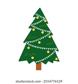 Ilustración vectorial linda del árbol de navidad de la historieta