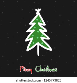 Cute cartoon Christmas tree,Hand drawn,Vector,Illustrations,Doodle.