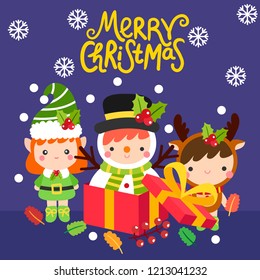 Cute cartoon Christmas vector.