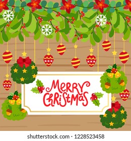 Cute Cartoon Christmas vector, Christmas card. 