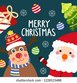 Cute Cartoon Christmas vector, Christmas card. 