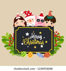Cute Cartoon Christmas vector, Christmas card.