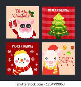 Cute Cartoon Christmas vector, Christmas card.