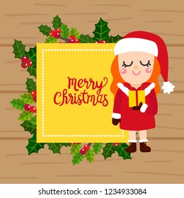 Cute Cartoon Christmas vector, Christmas card.