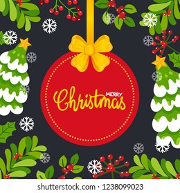 Cute Cartoon Christmas vector, Christmas card.