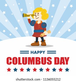 Cute cartoon of Christopher Columbus, Vector Illustration