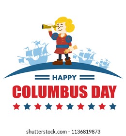 Cute cartoon of Christopher Columbus, Vector Illustration