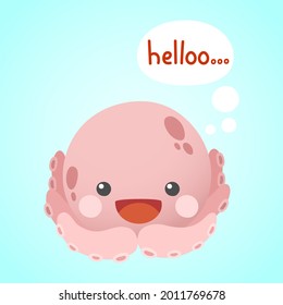 cute cartoon chubby octopus character