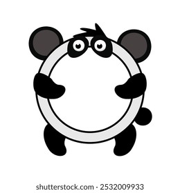 Marco lindo del panda del círculo de la historieta. Avatar de dibujos animados para juegos de interfaz de usuario. Marco animal vacío para la decoración de sus hijos, impresión o pegatinas