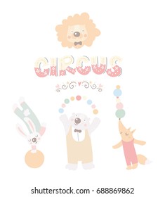 Cute cartoon circus collection.  Fun fair vector design elements