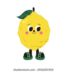 Cute cartoon citron illustration on a white background. Funny colorful character.