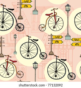 cute cartoon city. seamless pattern