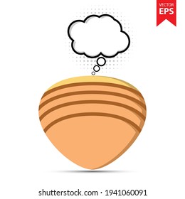 Cute cartoon Clam with thought bubble isolated on white background. Animal symbol for your web site design, logo, app, UI. Eps10 vector illustration.