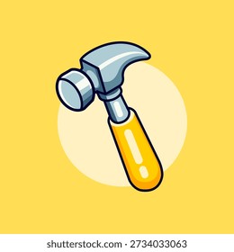 Cute Cartoon Claw Hammer Tool Vector Illustration Flat Design