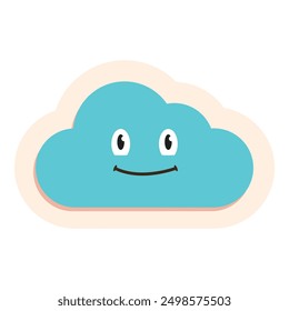 Cute cartoon cloud with a big smile, perfect for adding a touch of whimsy to any project