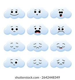 Cute Cartoon Cloud Character Vector Illustration