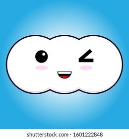 Cute cartoon cloud with facial expression.