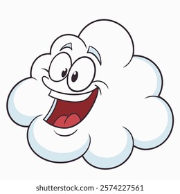 Cute cartoon cloud isolated on white background. Front 
 view. Vector illustration.