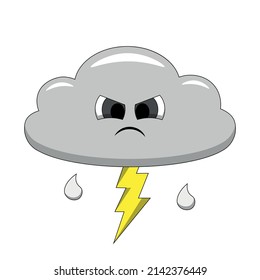 Cute Cartoon Cloud Lightning Draw Illustration Stock Vector (Royalty ...