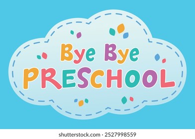 Cute cartoon cloud on blue background kindergarten, kindergarten graduation