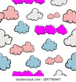 Cute cartoon cloud seamless pattern colorful vector illustration 