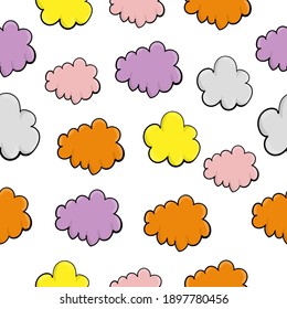 Cute cartoon cloud seamless pattern colorful vector illustration 