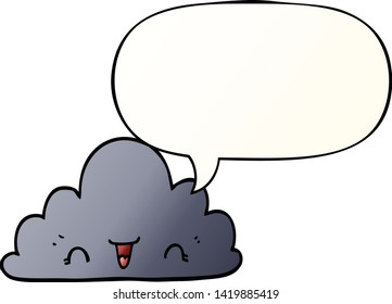 cute cartoon cloud with speech bubble in smooth gradient style