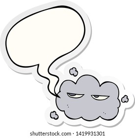 cute cartoon cloud with speech bubble sticker