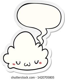 cute cartoon cloud with speech bubble sticker