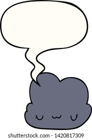 nube de dibujos animados adorable con burbuja de voz
