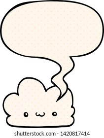 cute cartoon cloud with speech bubble in comic book style