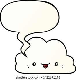 cute cartoon cloud with speech bubble in smooth gradient style