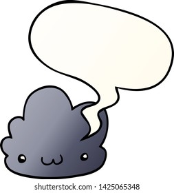 cute cartoon cloud with speech bubble in smooth gradient style