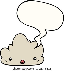 nube de dibujos animados adorable con burbuja de voz