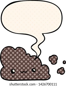 cute cartoon cloud with speech bubble in comic book style