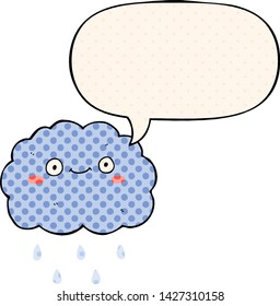 cute cartoon cloud with speech bubble in comic book style