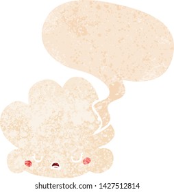 nube de dibujos animados lindo con burbuja de habla en un estilo retro angustiado estilo texturizado