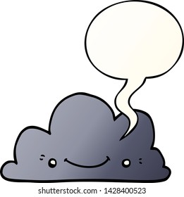 cute cartoon cloud with speech bubble in smooth gradient style