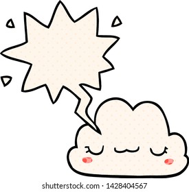 cute cartoon cloud with speech bubble in comic book style