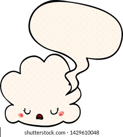 cute cartoon cloud with speech bubble in comic book style